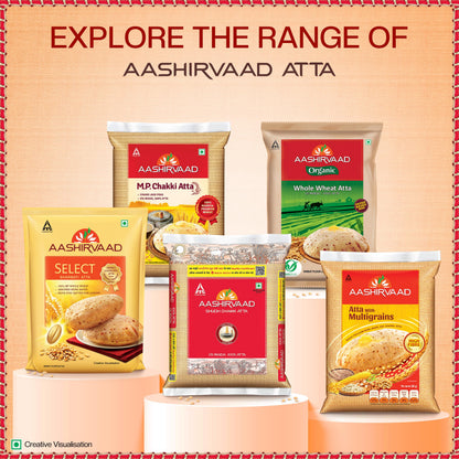 Aashirvaad Atta with Multigrains, 1kg pack | High Fibre & High Protein Multigrain Atta | 6 Natural Grains