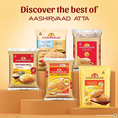 Aashirvaad Atta with Multigrains, 1kg pack | High Fibre & High Protein Multigrain Atta | 6 Natural Grains