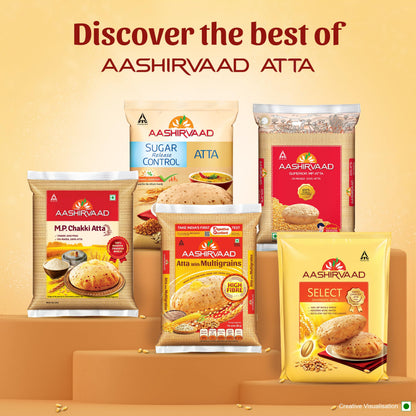 Aashirvaad Atta with Multigrains, 1kg pack | High Fibre & High Protein Multigrain Atta | 6 Natural Grains