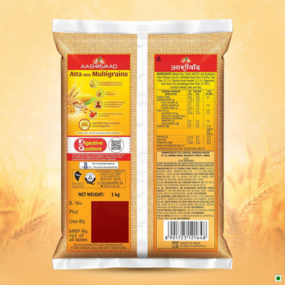 Aashirvaad Atta with Multigrains, 1kg pack | High Fibre & High Protein Multigrain Atta | 6 Natural Grains