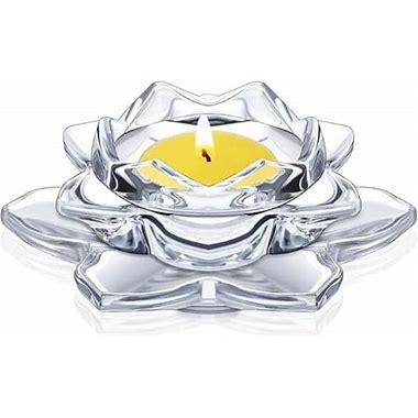 Glass Lotus Flower Tea Light Candle Holder Set